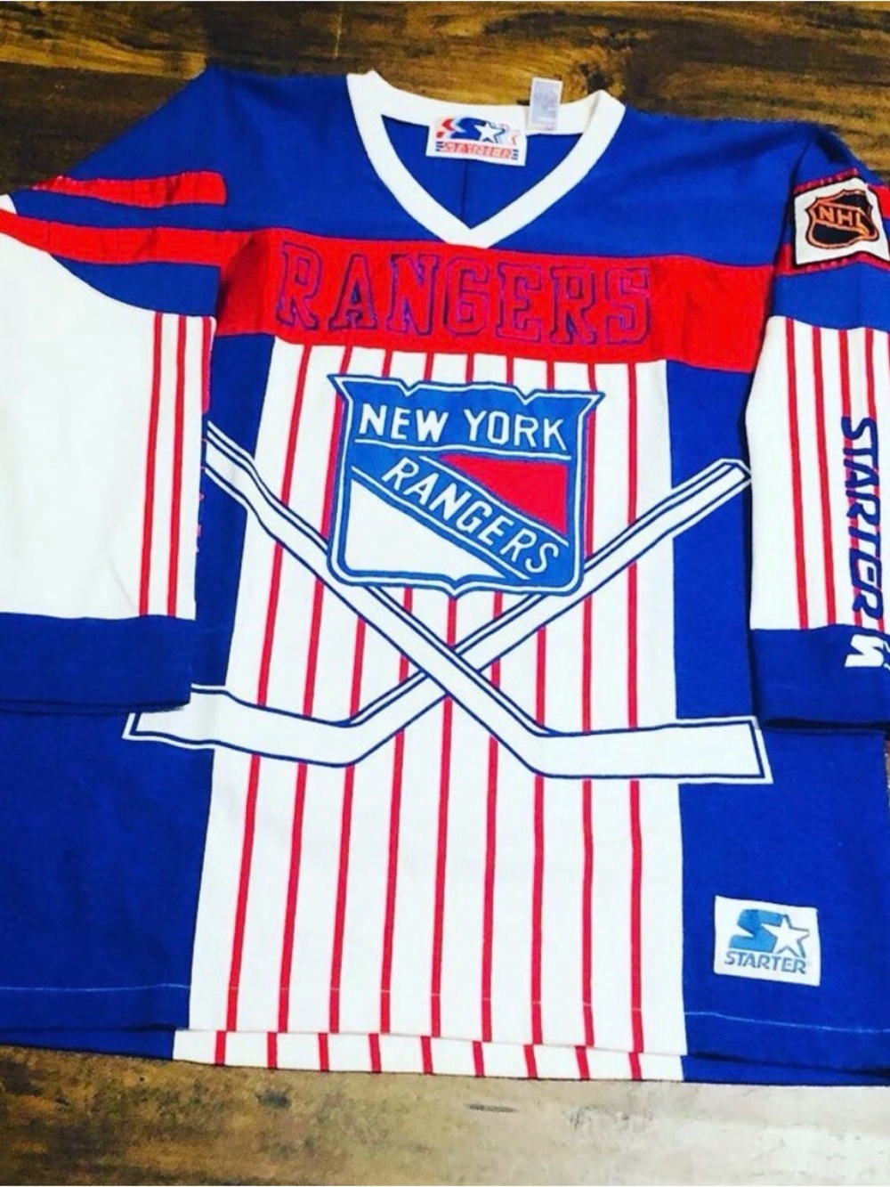 STARTER New York Rangers Blue, Red & White Hockey Jersey